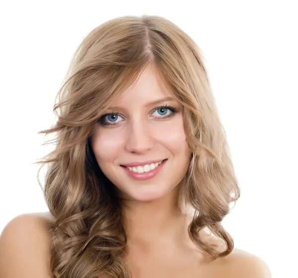 美丽头发的年轻女孩的肖像 — 图库照片