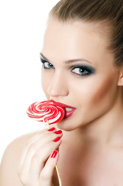 The girl with a sugar candy — Stock Photo, Image