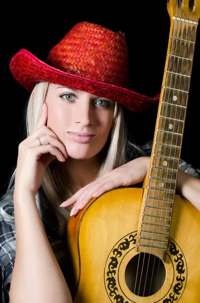 The beautiful girl in cowboy's hat — Stock Photo, Image