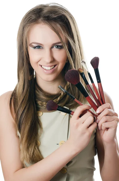 Porträtt av den vackra flickan- Kreativ make-up — Stockfoto