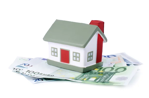 Toy house for euro banknotes — Stock Photo, Image