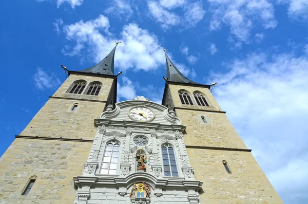 Luzerne - hofkirche kathedraal, Zwitserland — Stockfoto