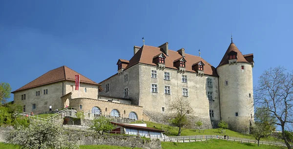 Vista sul castello di Gruyeres, Svizzera — Foto Stock
