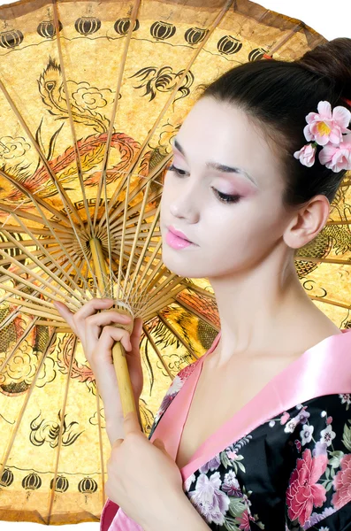 美丽的女孩与一个日本人的化妆 — 图库照片