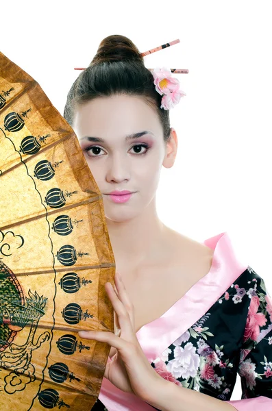 A gyönyörű lány a make-up, a japán — Stock Fotó
