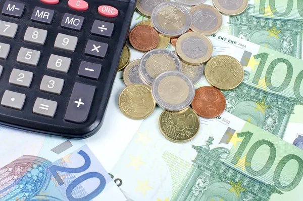 Różne rachunki walutowe euro i monety Obraz Stockowy
