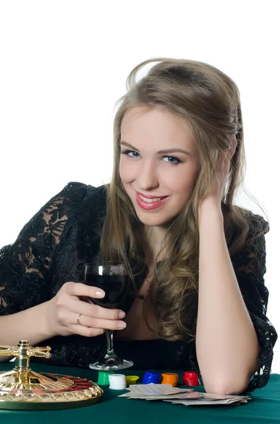 The beautiful girl with wine glass — Stock Photo, Image