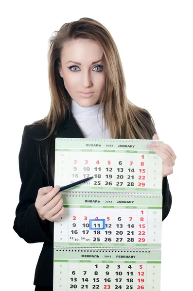 カレンダー付きビジネス女性 — ストック写真