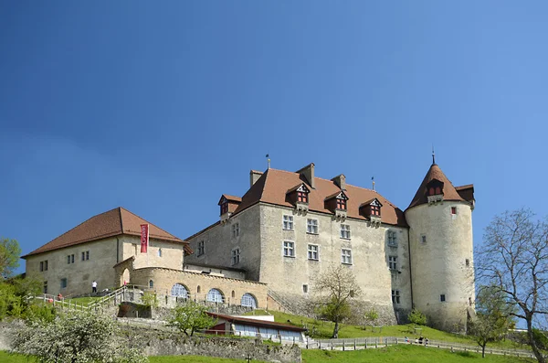 Vista sobre Gruyeres castle, Suíça — Fotografia de Stock