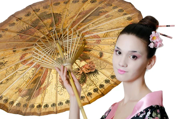 Het mooie meisje met een make-up van de Japanners — Stockfoto
