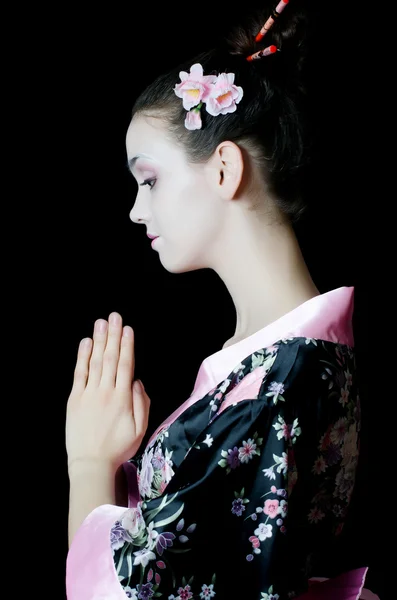 A gyönyörű lány a make-up, a japán — Stock Fotó