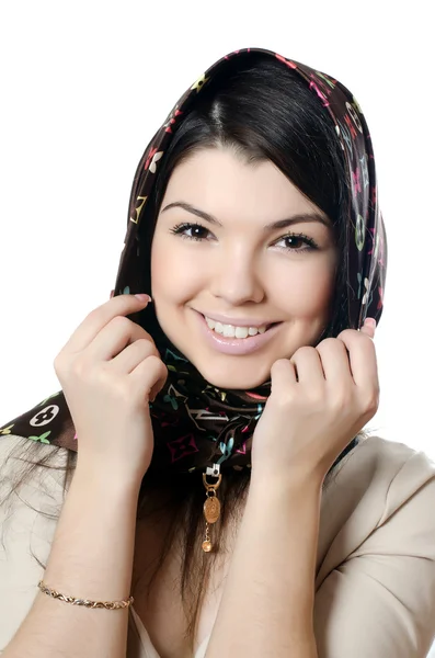 Den vackra flickan i en halsduk, moslem — Stockfoto