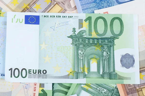 Euro-bankjegyek, mint a háttér, közelkép — Stock Fotó