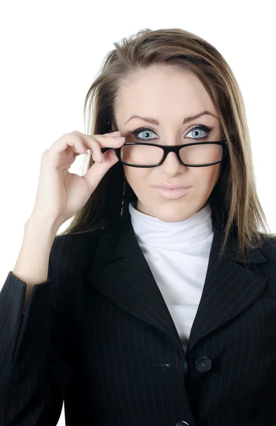 The business woman in glasses isolated — Stock Photo, Image