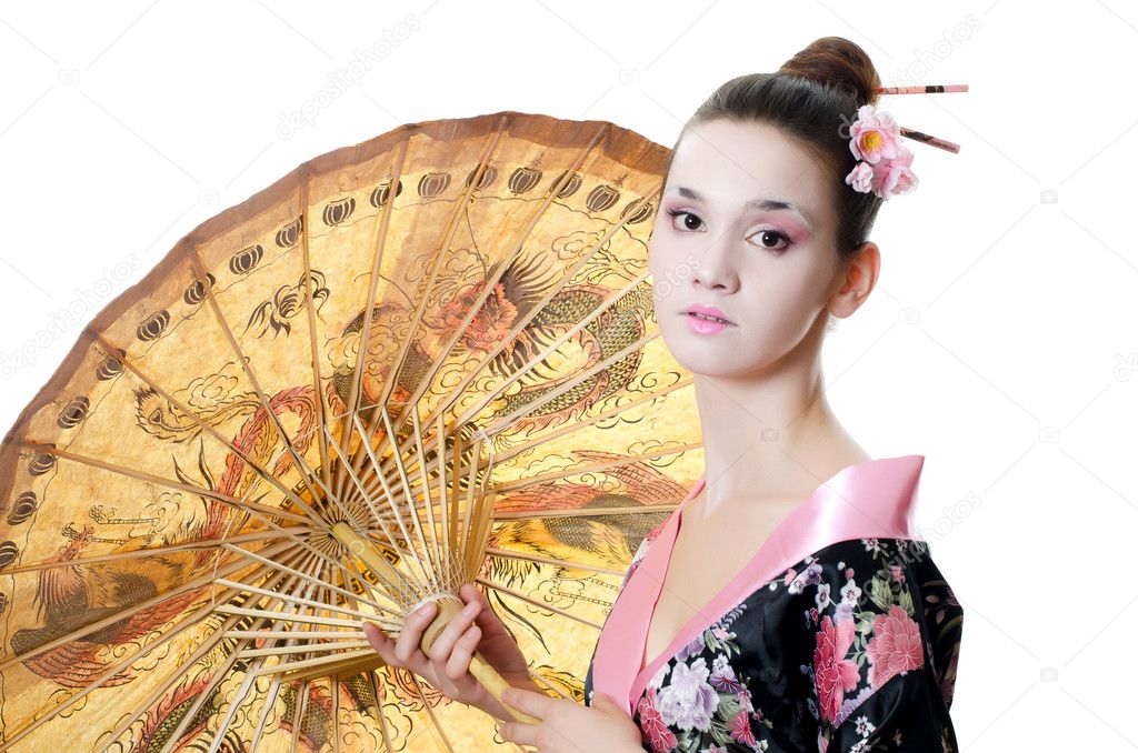 The beautiful girl with a make-up of the Japanese