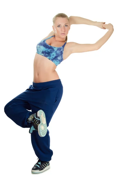 Het meisje de trainer op dansen geïsoleerd op witte achtergrond — Stockfoto