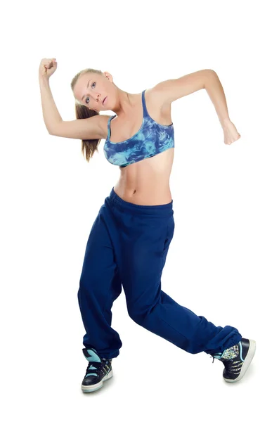 Het meisje de trainer op dansen geïsoleerd op witte achtergrond — Stockfoto