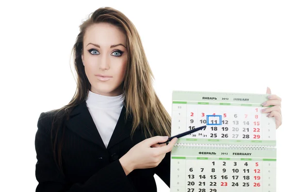 Az üzleti nő egy naptár — Stock Fotó