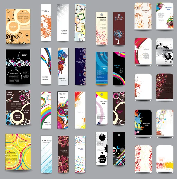 Un ensemble de flyers, bannières, étiquettes, roll-up — Image vectorielle