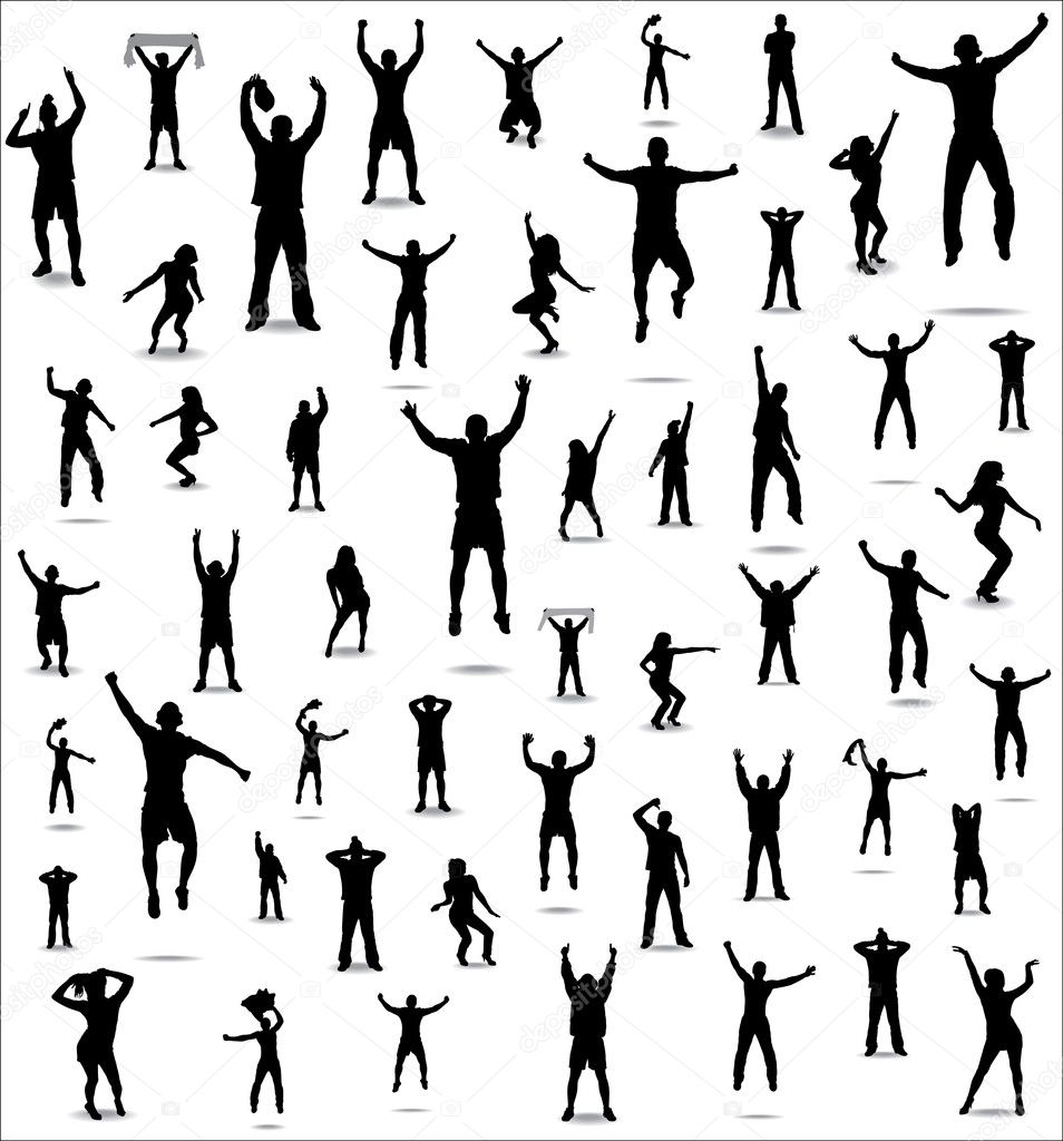 Set of poses from fans for sports championships