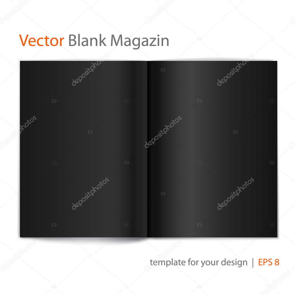 Vector blank magazine on white background. Template for design