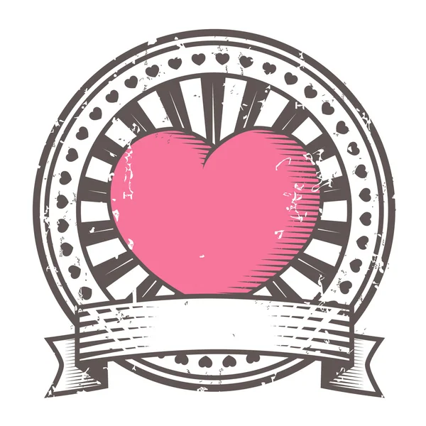 Grunge rubber stamp with heart. Valentine's Day — Stock Vector