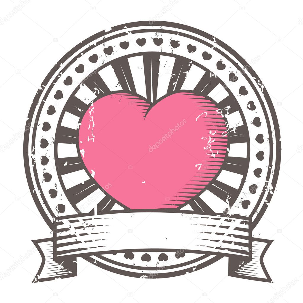 Grunge rubber stamp with heart. Valentine's Day
