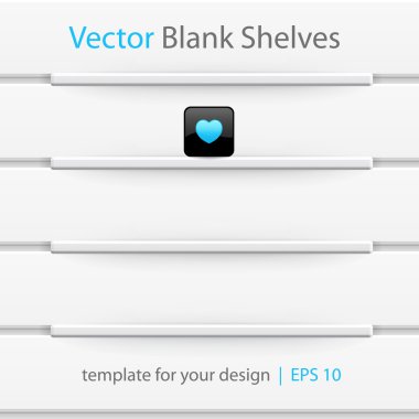 Vector white shelves, template for your design. Eps10 vector clipart