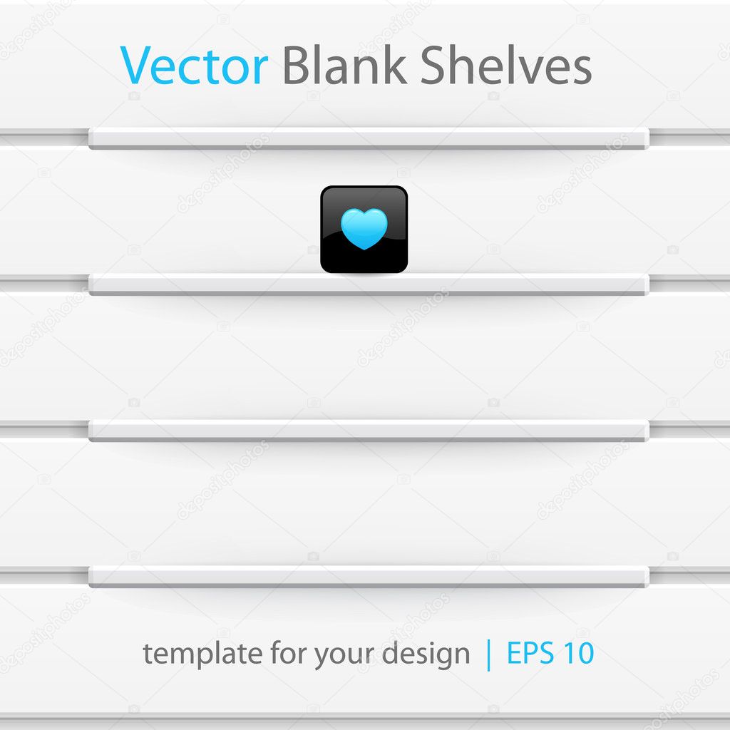Vector white shelves, template for your design. Eps10 vector