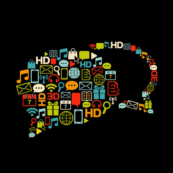 Векторный пузырь связи из иконок
