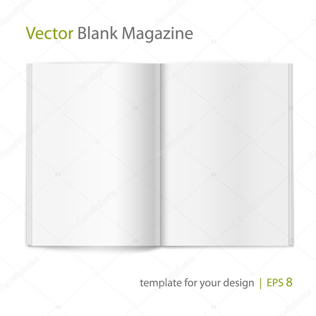 Blank magazine on white background. Template
