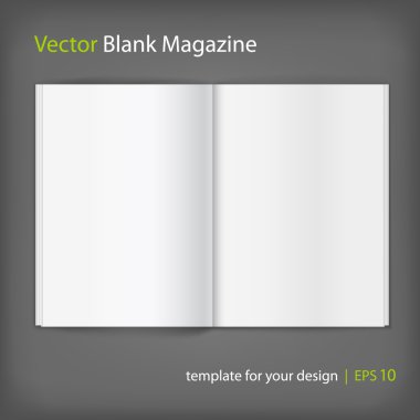 Blank magazine on grey background. Template clipart