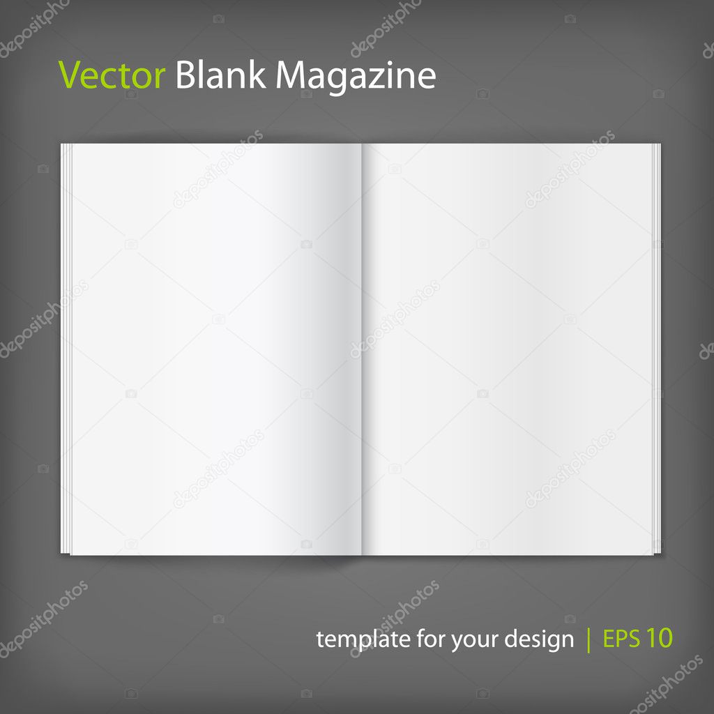 Blank magazine on grey background. Template