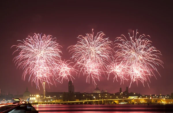 Tűzijáték ünnep Redentore (Velence, Olaszország) — Stock Fotó