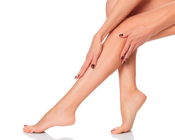 Perfektní ženské nohy na bílém pozadí — Stock fotografie