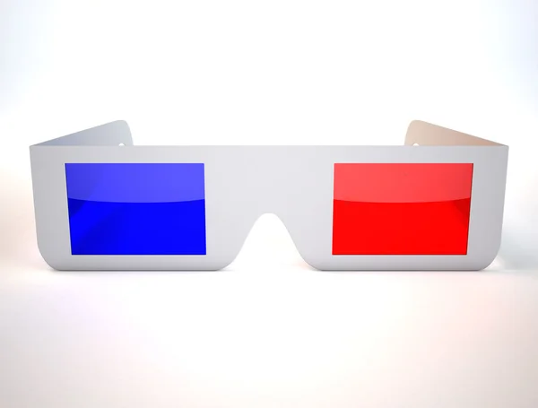 Beyaz yüzeyde 3D gözlük — Stok fotoğraf