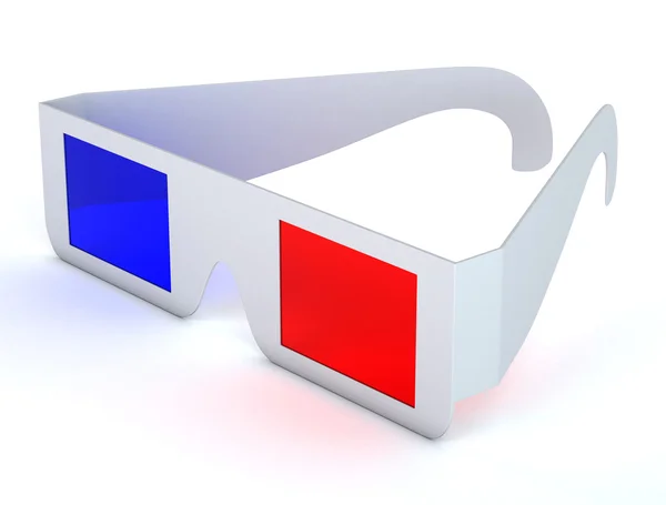Beyaz yüzeyde 3D gözlük — Stok fotoğraf