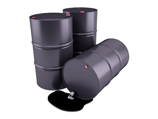 Barrels of oil on white background. 3D render clipart — Stock Photo, Image