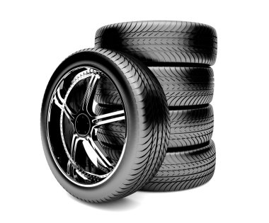 3d tires isolated on white background clipart