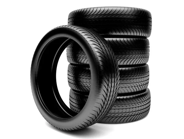 Neumáticos 3d aislados sobre fondo blanco —  Fotos de Stock