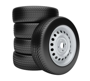 3d tires isolated on white background clipart