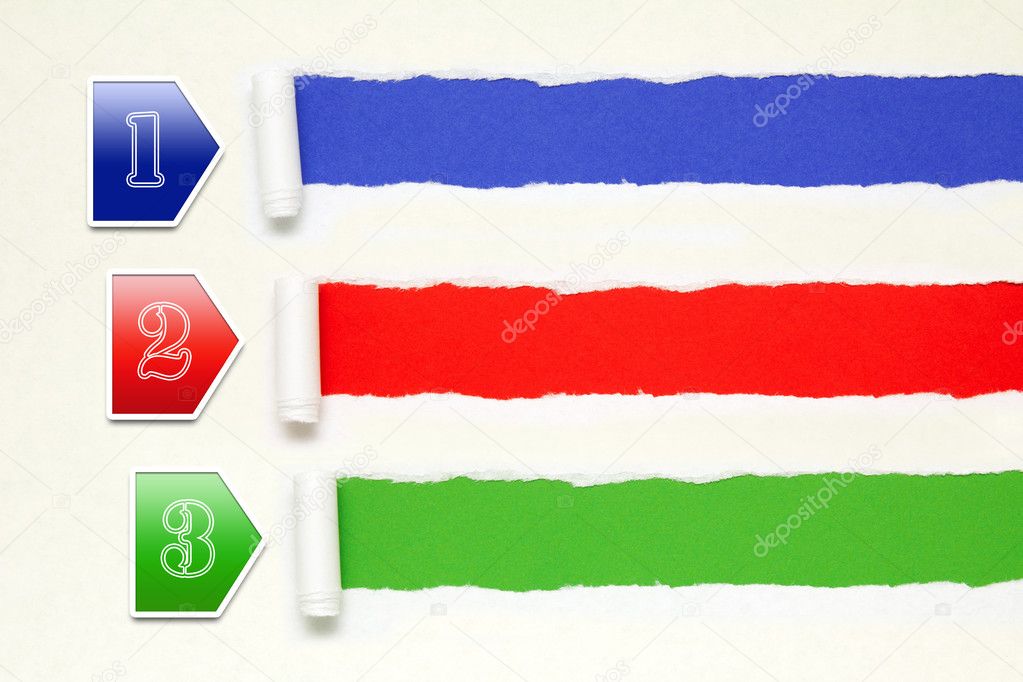 Paper banner with three steps