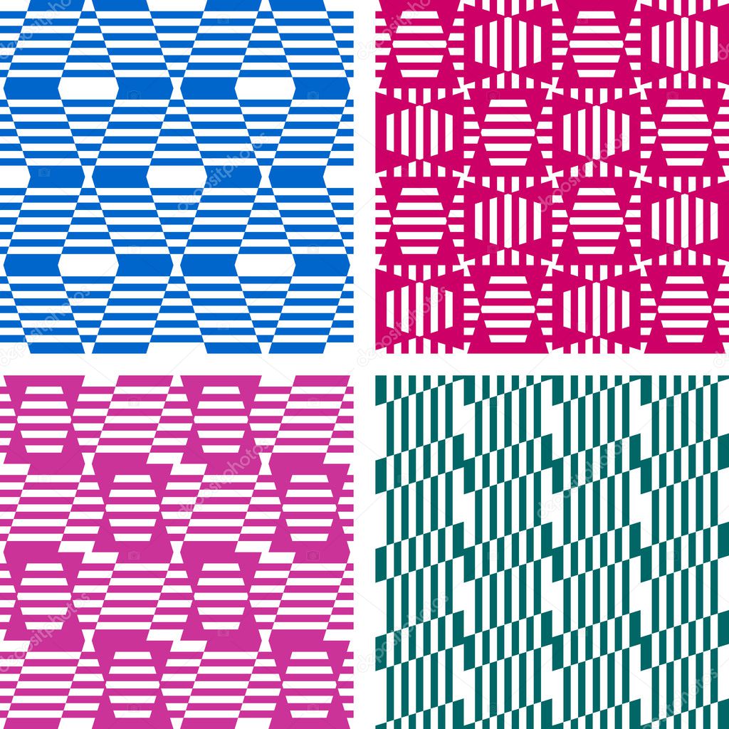 Seamless geometric patterns. Textures set.