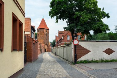 Gothic fortification tower in Lebork, Poland. clipart