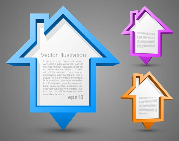Conjunto de coloridos punteros de la casa — Vector de stock
