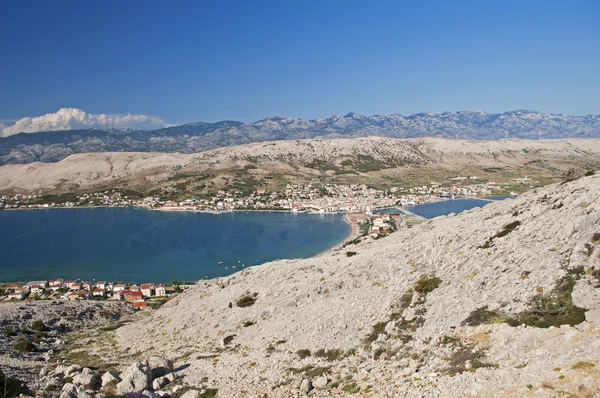Panorama de la ciudad de Pag, isla de Pag, Croacia — Foto de Stock