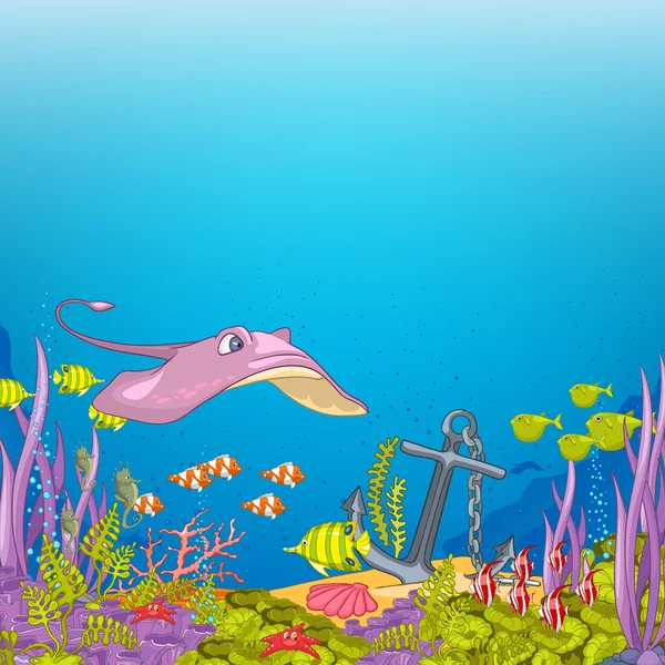 Caricature sous-marine océan — Image vectorielle