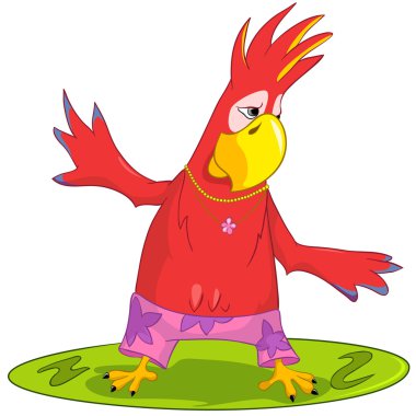 Funny Parrot. Surfing clipart
