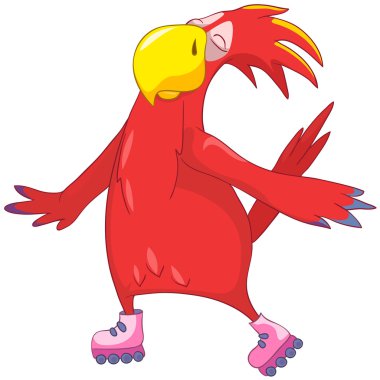 Funny Parrot. Roller. clipart