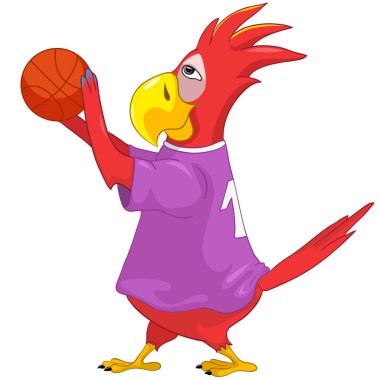 Funny Parrot. Basketball. clipart